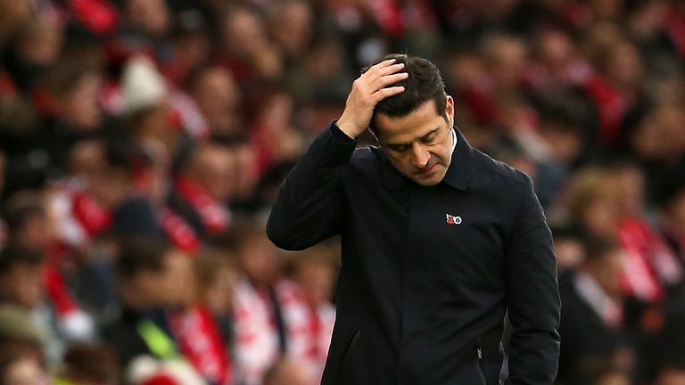 Marco Silva entra al derbi bajo una gran presión con el Everton 17º en la Premier League y solo dos puntos por encima de la zona de caída