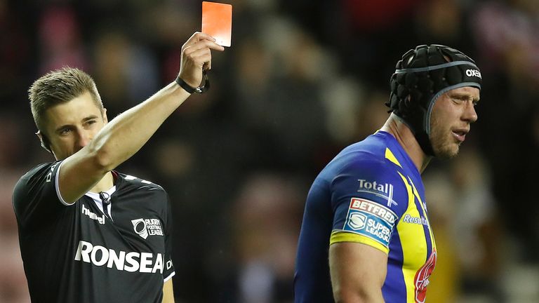 Chris Hill was red carded for a high tackle on Sam Powell
