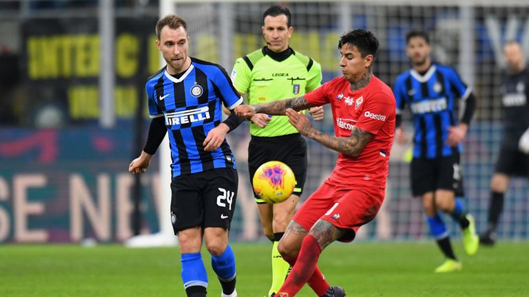 El centrocampista de Dinamarca Eriksen solo se unió al Inter de Milán desde el Tottenham el martes