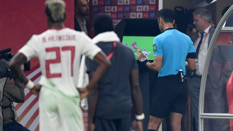 Liverpool were denied a penalty in the World Club Cup Final after the referee used the pitchside monitor