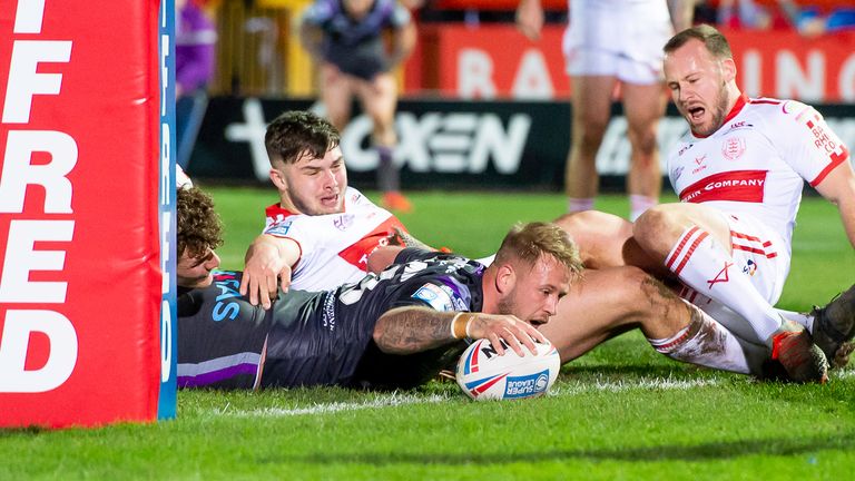 Wakefield's Joe Westerman scores a try 