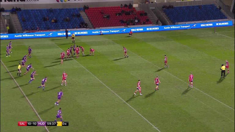 Watch the moment Huddersfield's Joe Wardle came up with a big hit on Dan Sarginson during the Giants' win