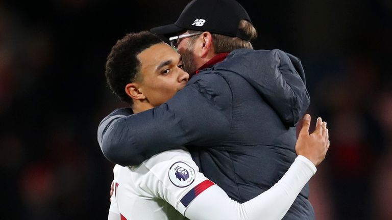 Trent Alexander-Arnold has paid tribute to Jurgen Klopp's man management, saying: 'He knows when to put his arm around someone and help them along in tough times'