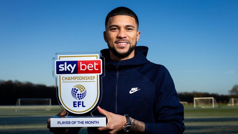Nahki Wells of Bristol City is presented with the Sky Bet Championship Player of the Month Award which he won thanks to his performances for QPR