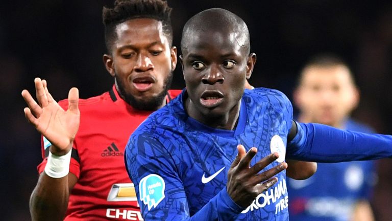 N'Golo Kante was forced off injured in the first half of Chelsea's defeat to Manchester United on Monday