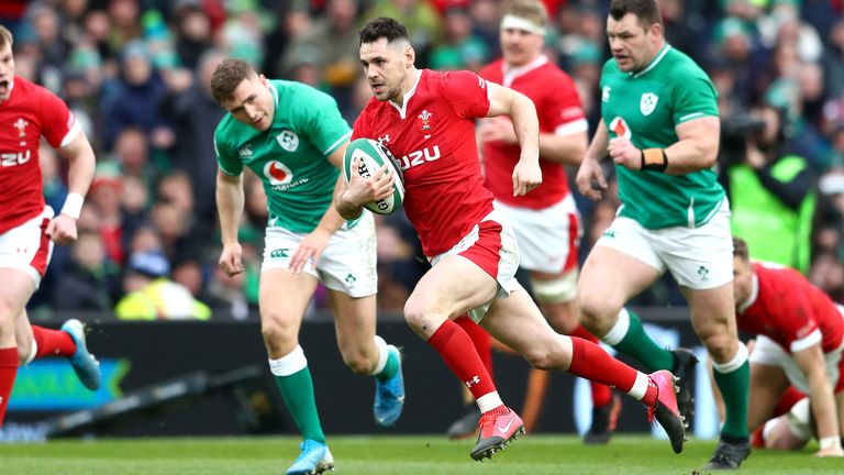 Tomos Williams breaks away to score Wales' only try