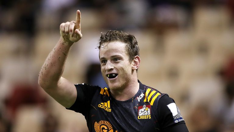 Brad Weber celebrates scoring for the Chiefs