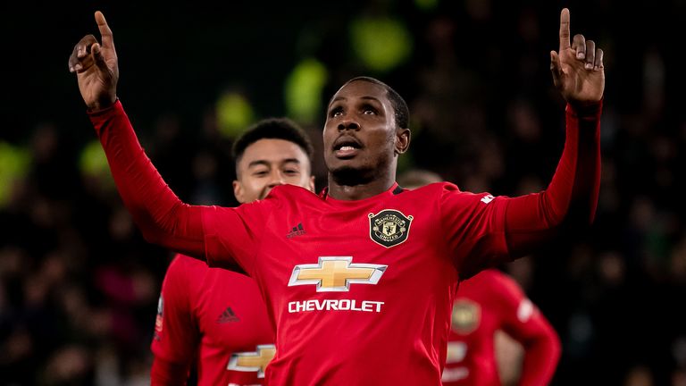 Ighalo celebra el gol del Manchester United contra Derby en la Copa FA