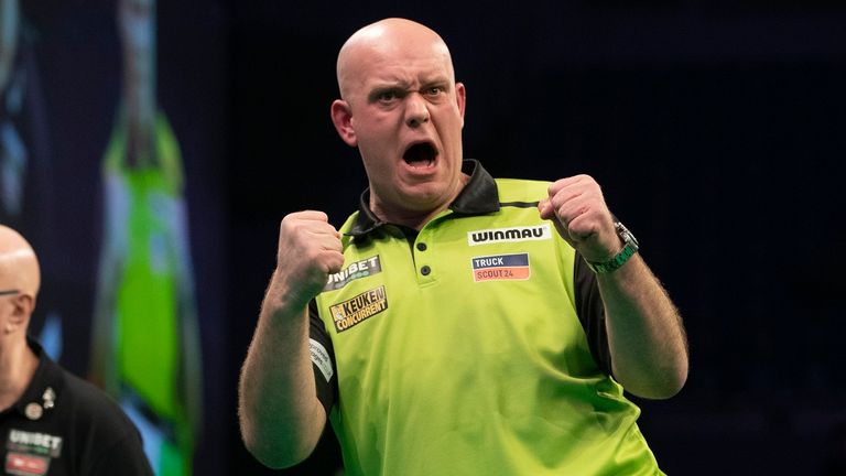 Michael van Gerwen is bidding to top the league phase for an eighth successive season