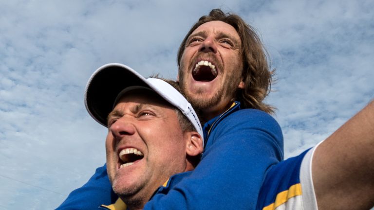 Poulter registered two points for Team Europe in 2018, as Tommy Fleetwood (right) won his first four matches as a rookie