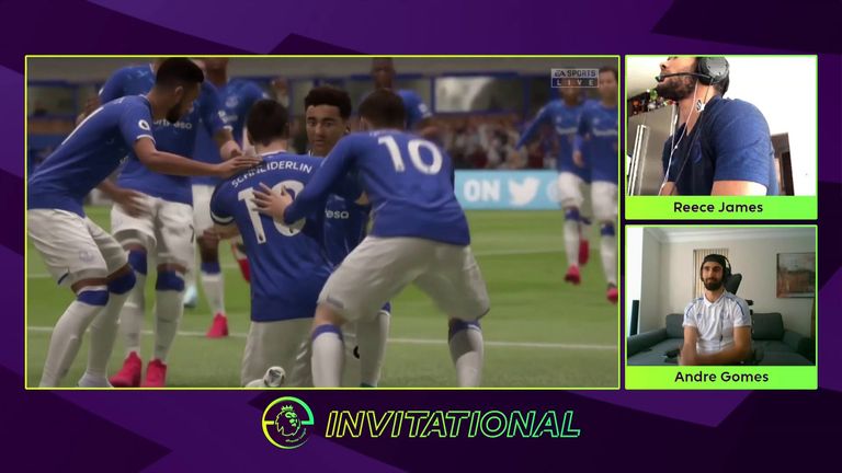 Highlights from Everton's Andre Gomes' thrashing of Chelsea's Reece James in their ePL invitational game