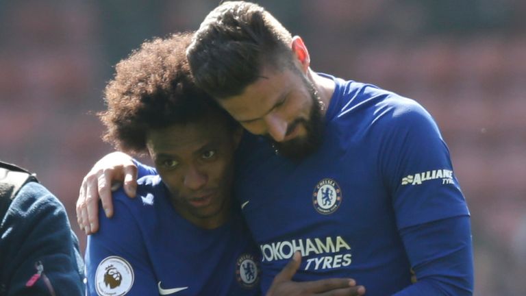 Giroud will remain at Chelsea but the future of team-mate Willian remains unclear