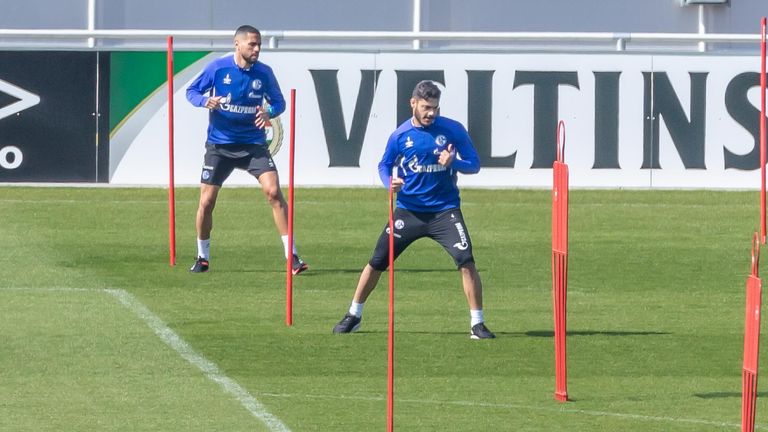 Teams in Germany's Bundesliga have returned to group training but, like Schalke, are still practising social distancing