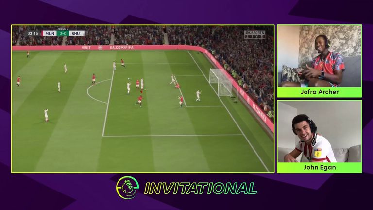 John Egan claimed a dramatic 4-3 win over Manchester United and England cricketer Jofra Archer to take Sheffield United into the quarter-finals of the ePL Invitational