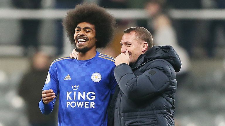 Choudhury laughs with boss Brendan Rodgers