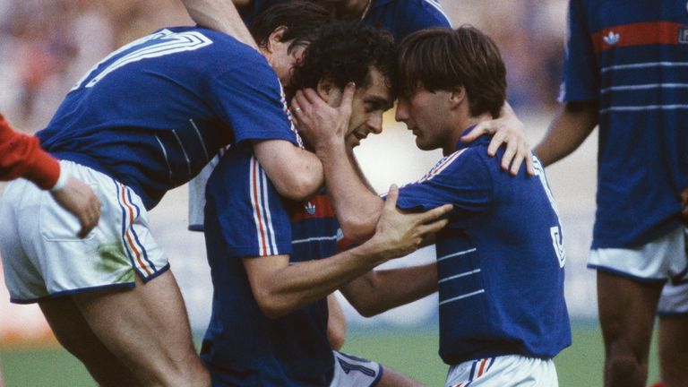 Michel Platini celebrates his goal during the UEFA European Championships final in 1984