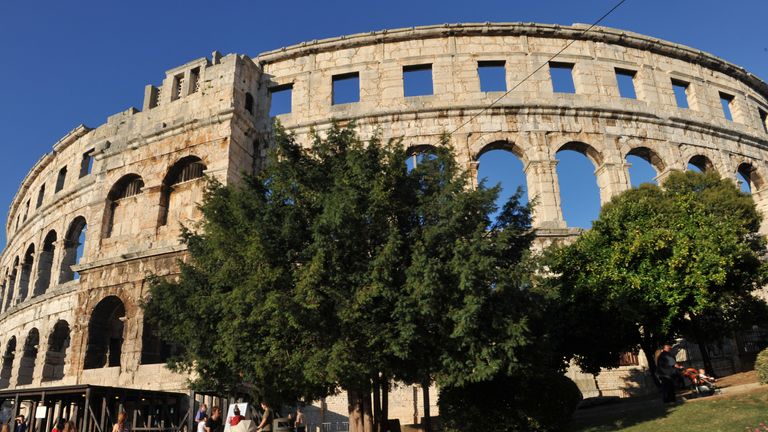 The amphitheatre is situated in a coastal city in Croatia