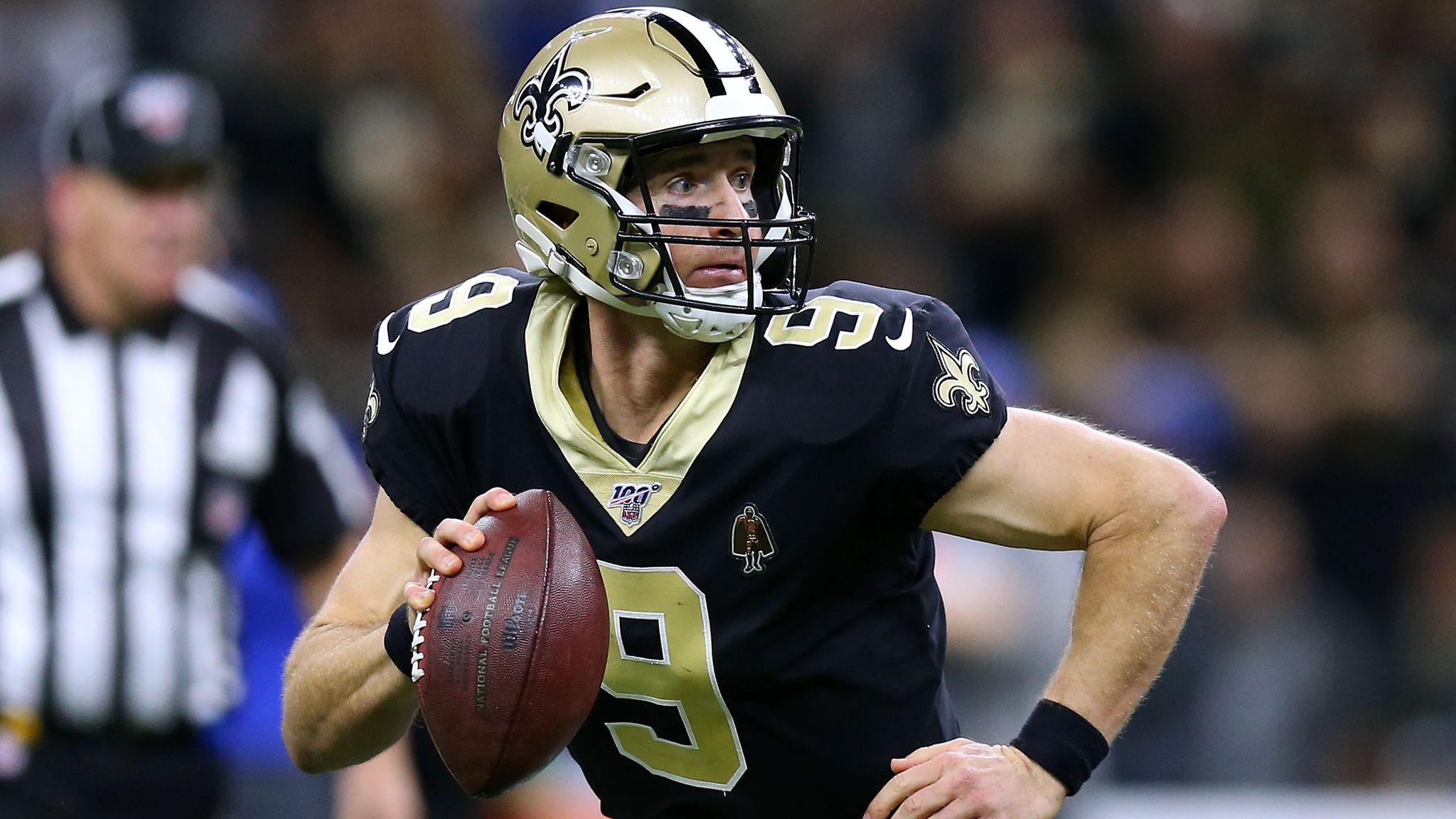 NFC quarterback Drew Brees of the New Orleans Saints (9) throws a pass  during the Pro Bowl, Sunday, Jan. 26, 2020, at Camping World Stadium in  Orlando, Florida. (Photo by IOS/ESPA-Images Stock