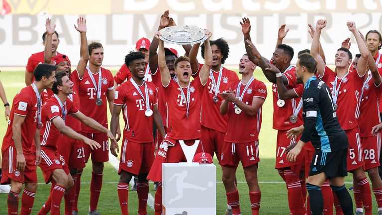 Bayern Munich celebrate an eighth straight Bundesliga crown