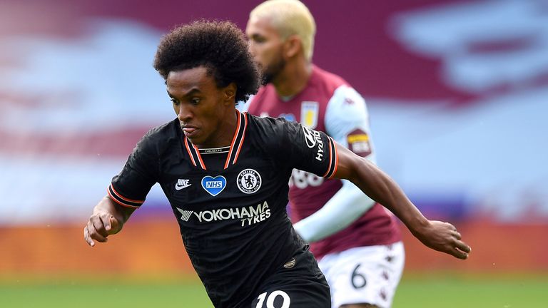 Willian started Chelsea's first Premier League match after the restart