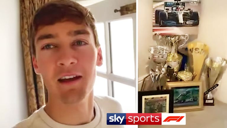 Having spent lockdown back with his parents, George Russell shows Sky F1 around the family home - including plenty of funny old photos!