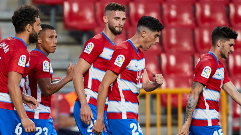 Carlos Fernandez (centre) scored the winning goal for Granada