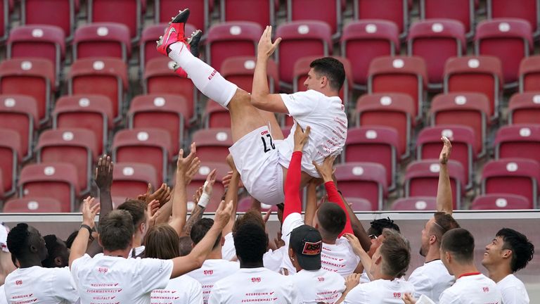 Mario Gomez announced his retirement after Stuttgart secured promotion back to the Bundesliga