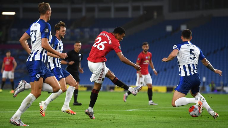 Greenwood cut inside to score his sixth Premier League goal of the season