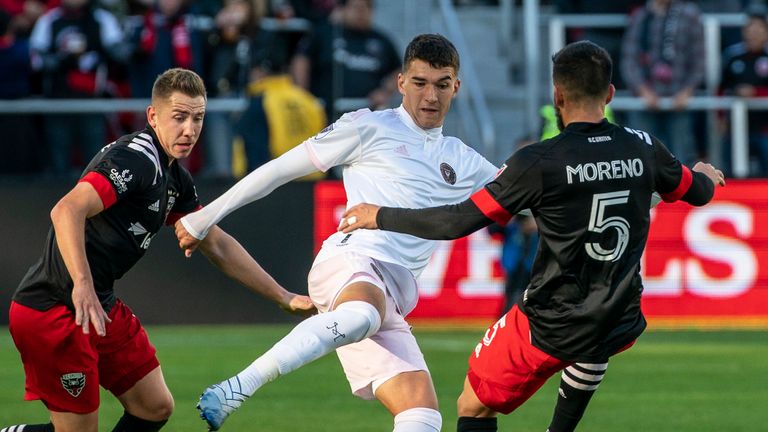 Inter Miami and DC United in action shortly before the season was suspended