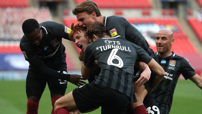 Northampton celebrate their victory at Wembley
