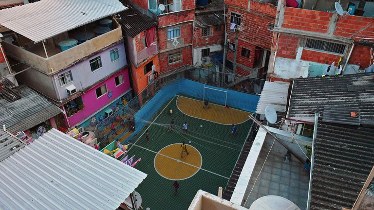 Football in a Rio de Janeiro favela