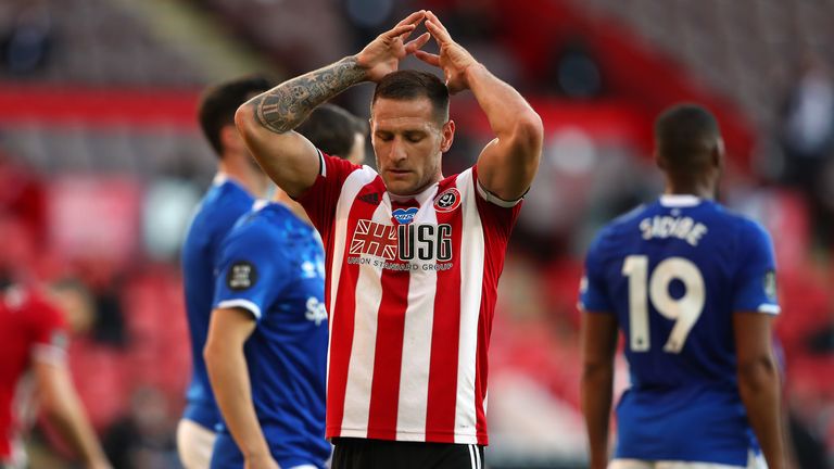 Billy Sharp shows his frustration during Sheffield United's defeat to Everton