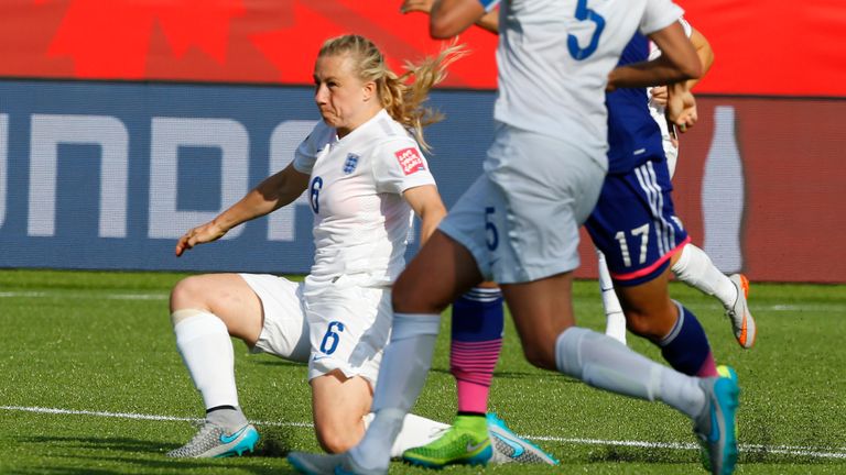 Laura Bassett puts the ball into her own net late in the semi-final