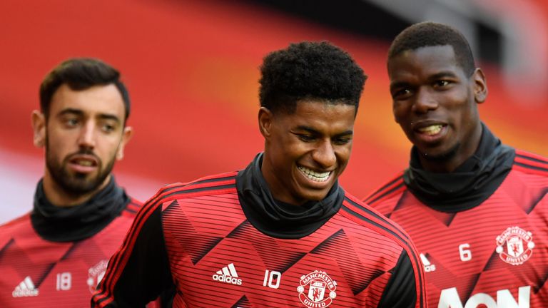 Bruno Fernandes, Marcus Rashford and Paul Pogba will hoping to avoid a third semi-final defeat this season
