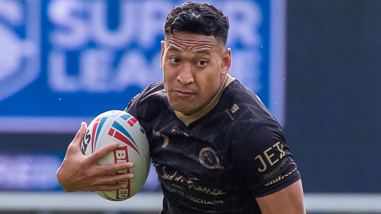 Israel Folau in action against St Helens. The Australian did not join other players in taking a knee before kick-off