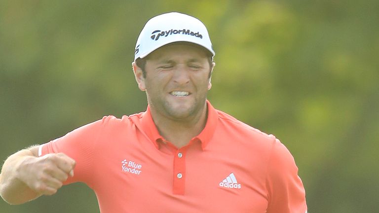 Jon Rahm drained an incredible 66-foot birdie putt on the first play-off hole to snatch victory over Dustin Johnson at the BMW Championship