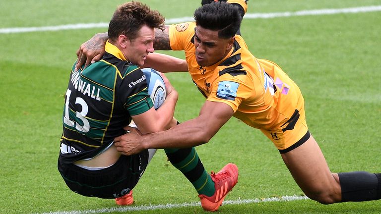 Malakai Fekitoa was yellow carded for a high tackle on Northampton's Fraser Dingwall
