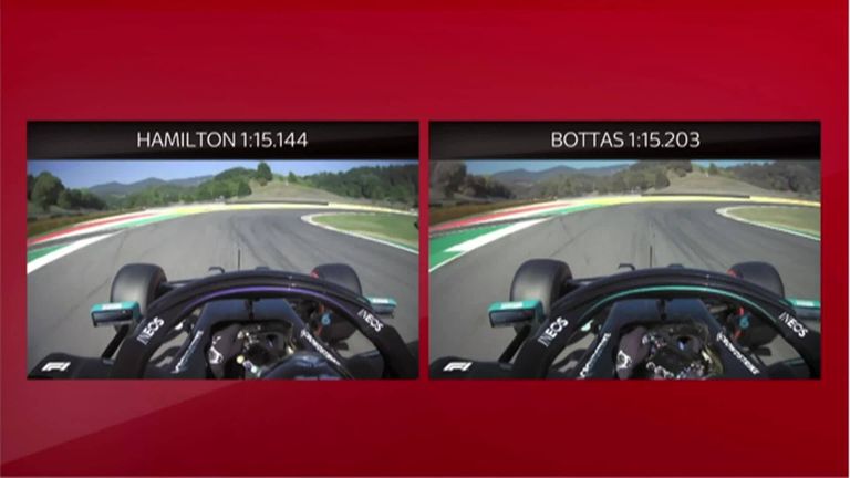 Mercedes duo Lewis Hamilton and Valtteri Bottas took the top spots in qualifying at the Tuscan GP. Sky F1's Anthony Davidson compares their laps around Mugello.
