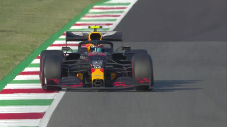 Impressive stuff from Alex Albon to sweep around the outside of the Renault into Turn One during the Tuscan GP