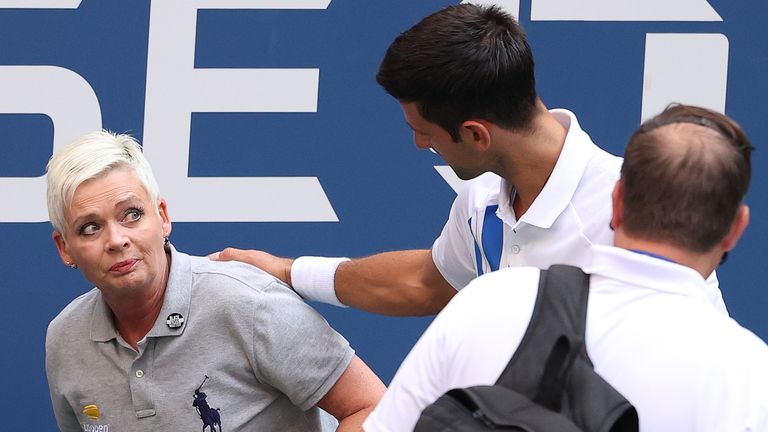 Djokovic was defaulted at the US Open for accidentally hitting a linesman with the ball