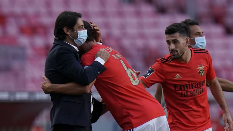 Dias hugged Benfica sports director Rui Costa after scoring on Saturday