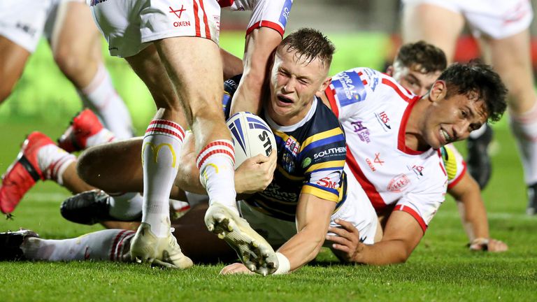 Harry Newman's sensational individual effort saw Leeds score a fourth try in 20 minutes 