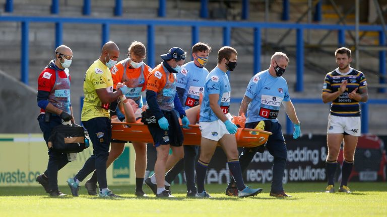 Harry Newman suffered a serious leg injury in Leeds' win over Hull  KR