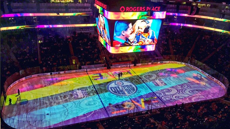 Pride Night at Rogers Place, the home of the NHL's Edmonton Oilers (picture: You Can Play)