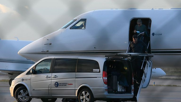 Jorge Messi arrives at Barcelona-El Prat airport in a private jet