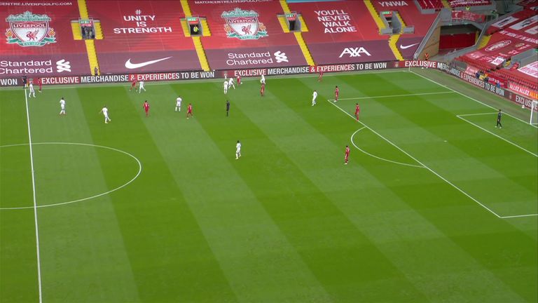 Ayling follows Mane (on the ball) into the Liverpool right-back area