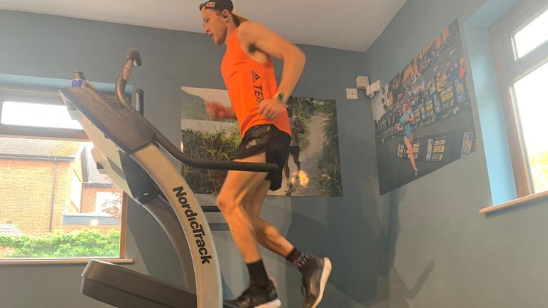 Evans completed the three peak challenge on his treadmill in the fastest known time