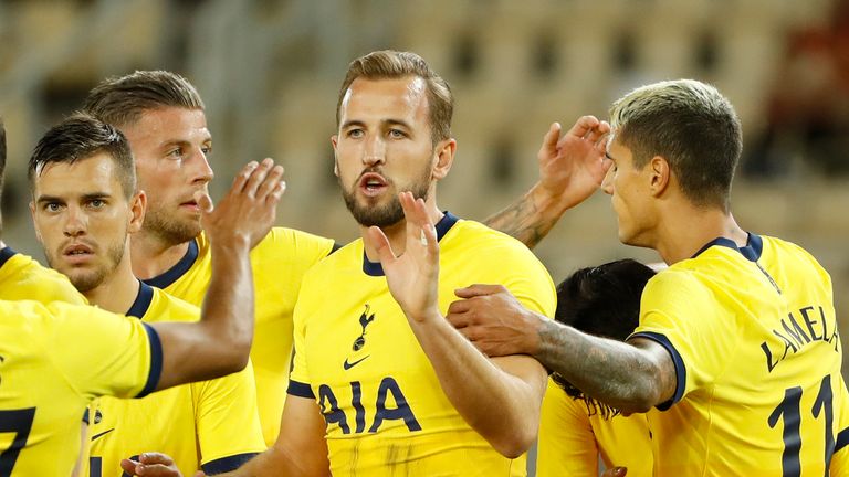 Harry Kane scored Tottenham's third by beating Shkendija