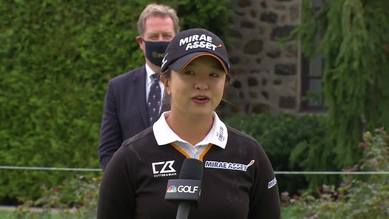 Sei Young Kim celebrates her first major title at the 2020 KPMG Women's PGA Championship at Aronimink Golf Club. 