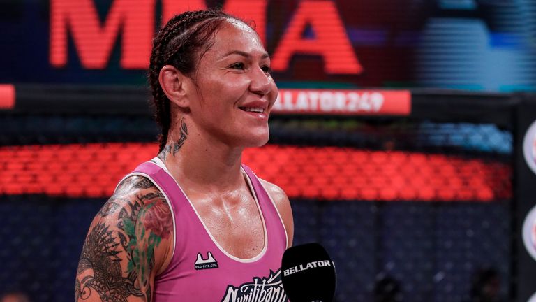 After a dominating performance against Arlene Blencowe in her first Bellator title defence, Cris Cyborg told John McCarthy she is ready for her next challenger